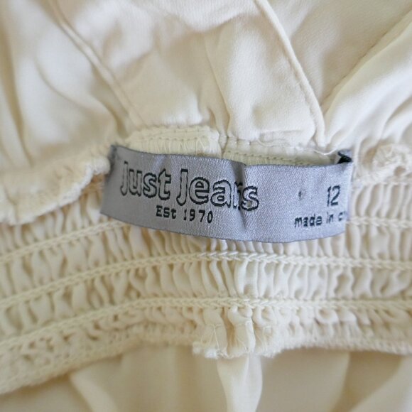 boho silky flowy embroidered cream deep v-neck top Aus size 12 (US size 8) - Picture 6 of 6